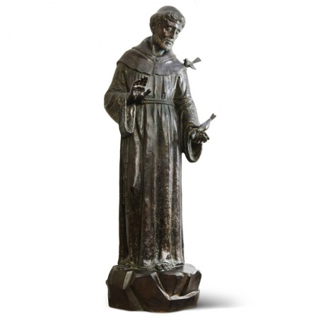 SAINT FRANCIS WITH BIRDS, ORIGINAL BY THE SCULPTOR AUGUSTO