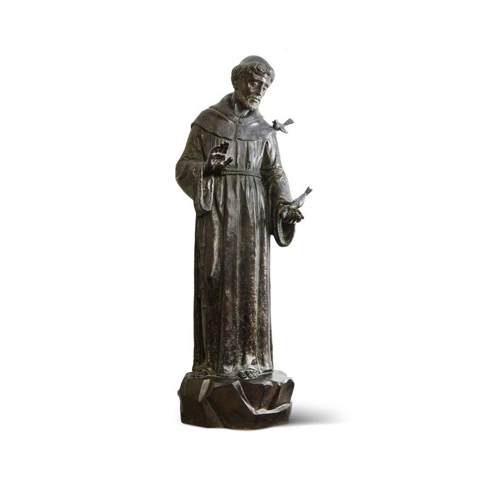 Statua in bronzo - San Francesco con Uccellini