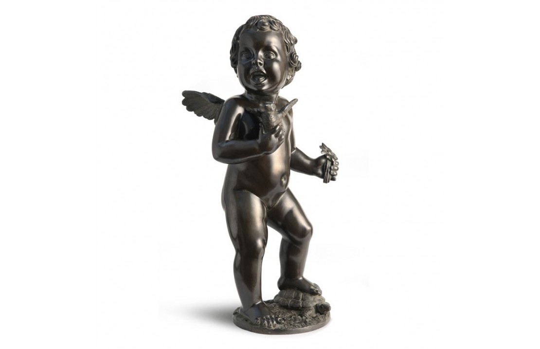 SMALL PUTTO WITH FLOWER, ORIGINAL BY THE SCULPTOR GIOVANNI