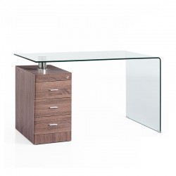 Glass desk w/pedestal - Wood
