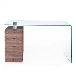 Glass desk w/pedestal - Wood