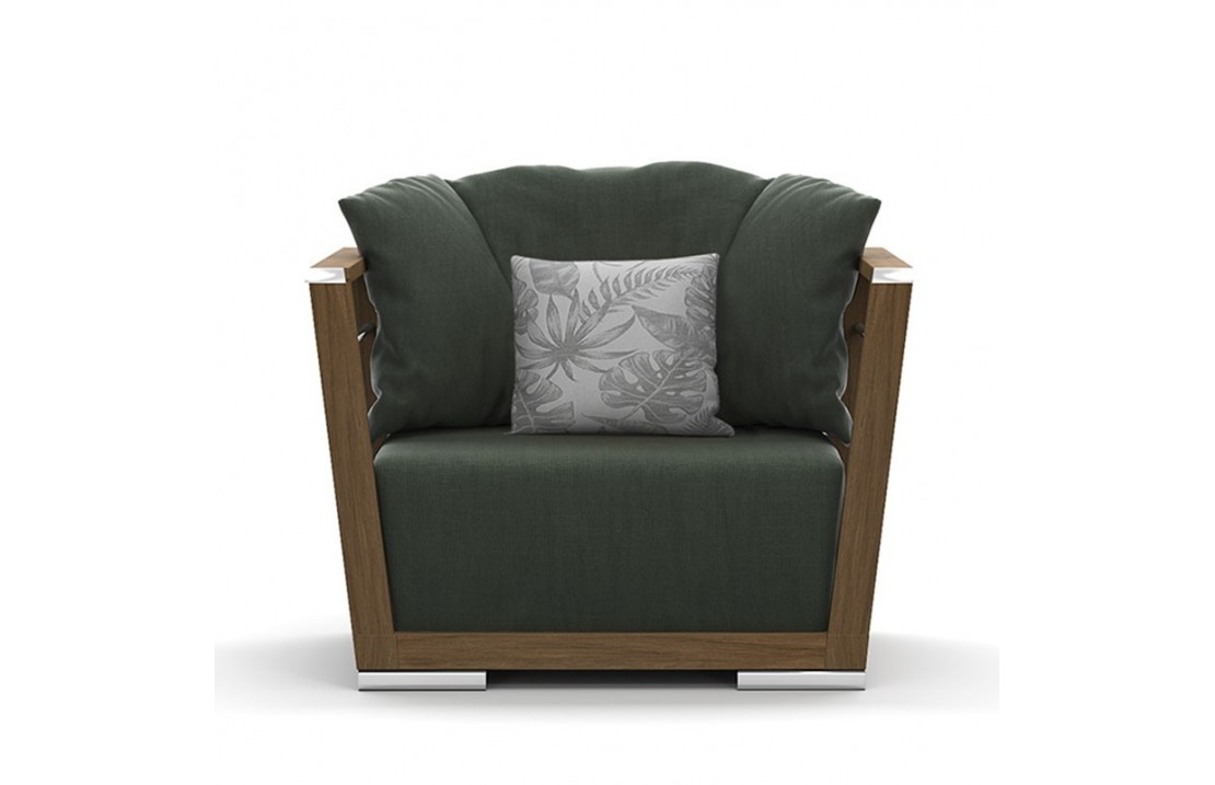 Outdoor armchair in teak and steel - Embrace
