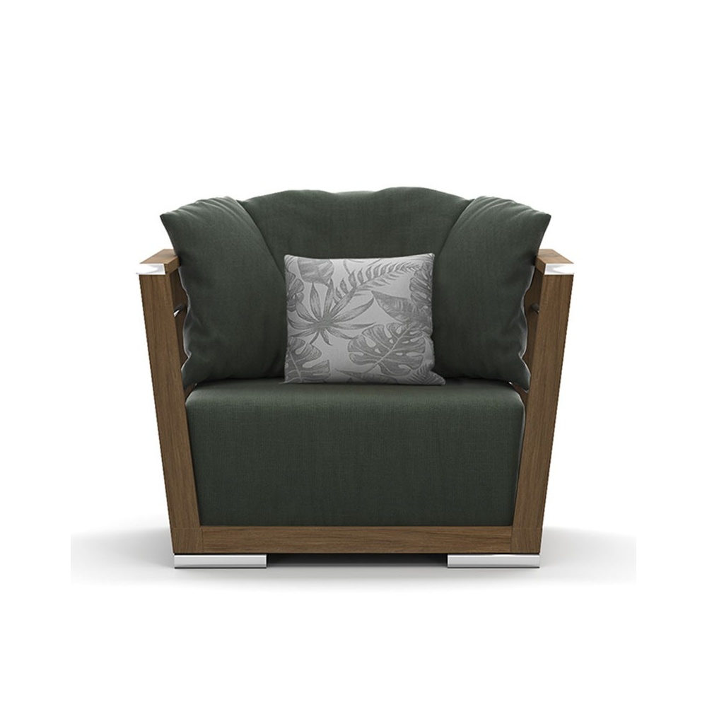Outdoor armchair in teak and steel - Embrace