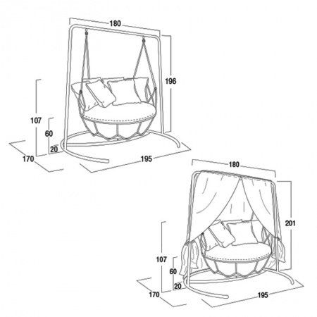 Swing Sofa with frame in steel - Gravity