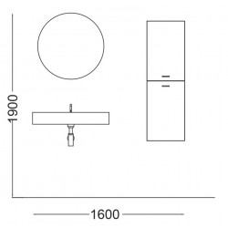 Bathroom composition with wall-mounted sink and column - Square