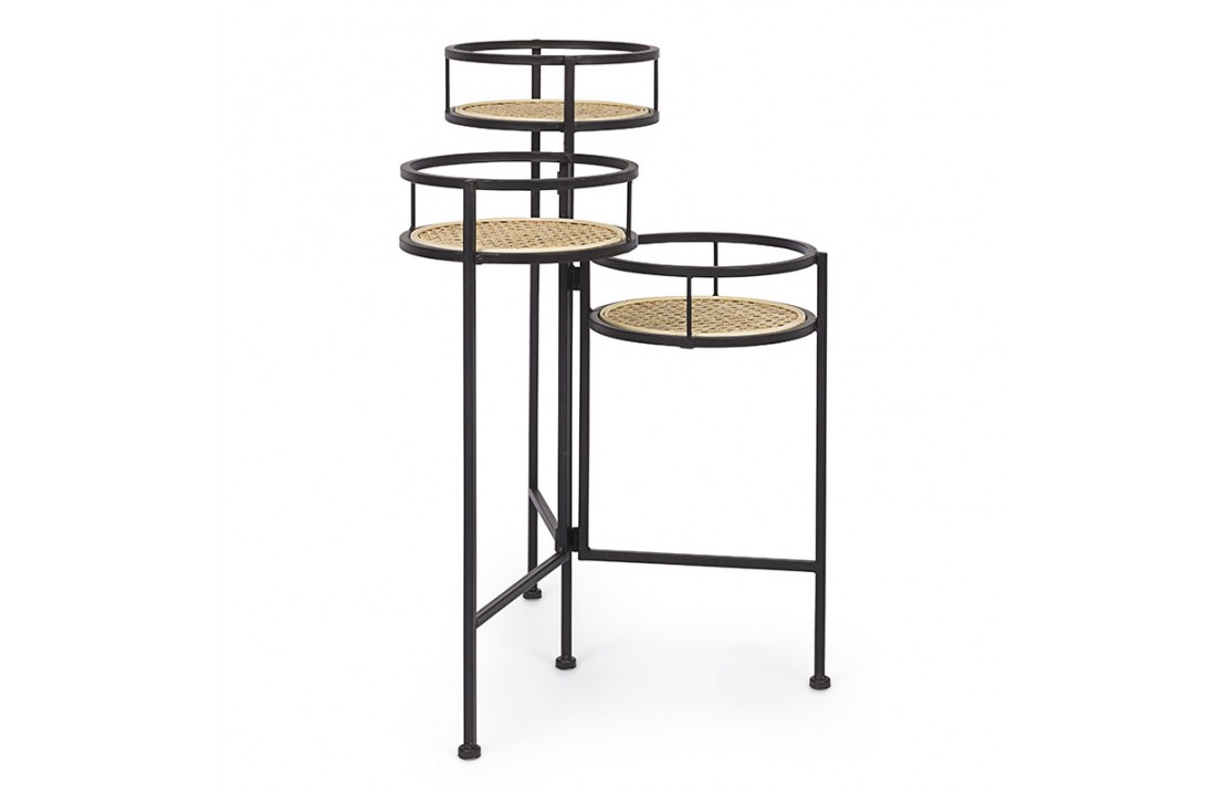 Plant Pedestal in metal and Vienna straw - Edith