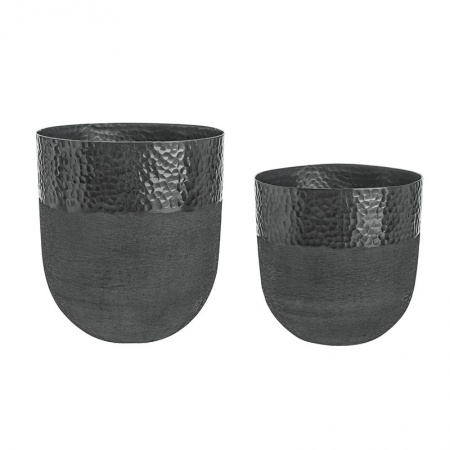 Coppia di Vasi fatti a mano in alluminio nero - Chad