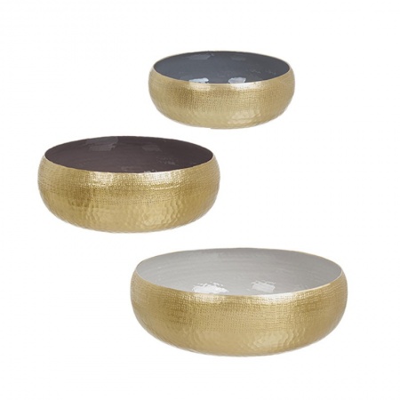Set of 3 Bowls / Centerpieces in gold colour - Amir