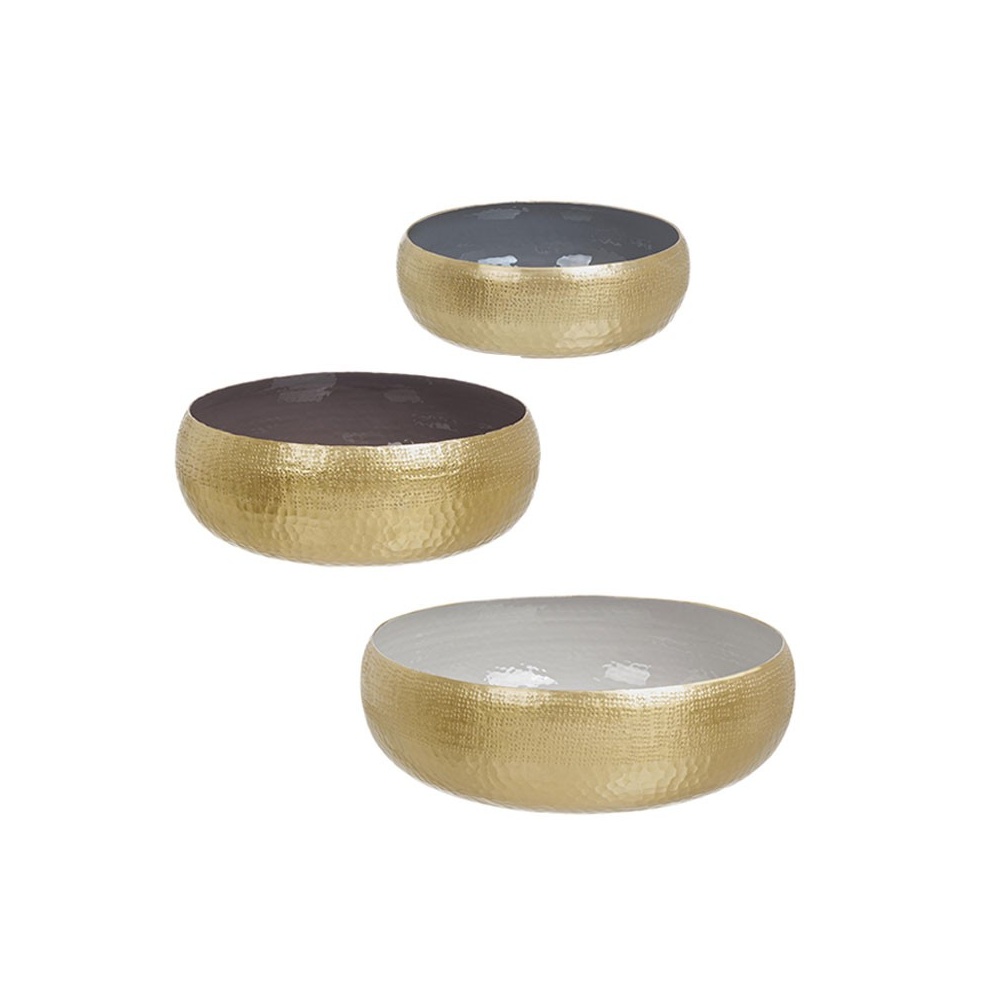 Set of 3 Bowls / Centerpieces in gold colour - Amir