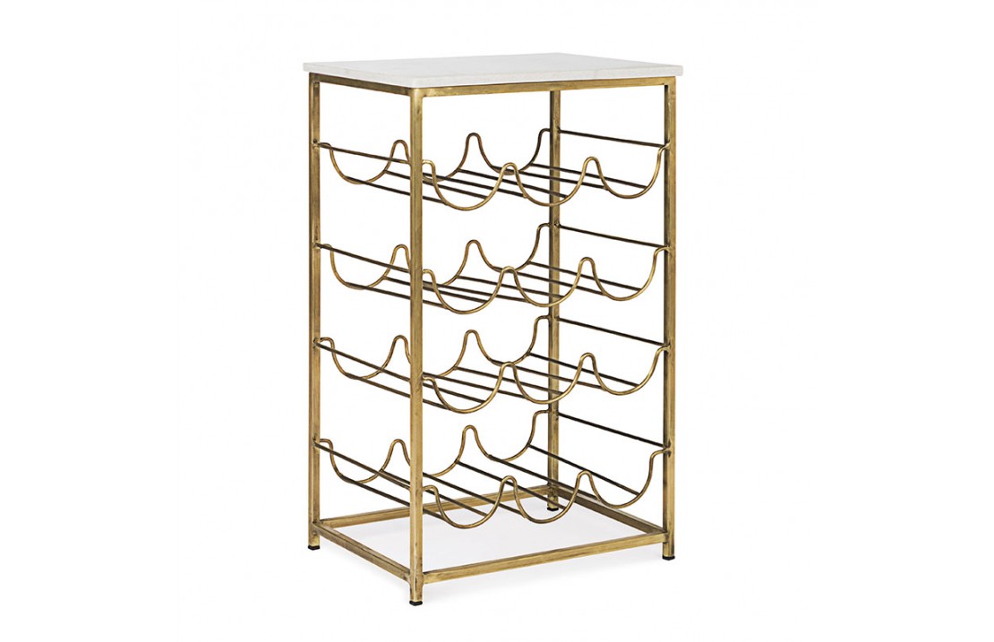 Bottles rack in brass and marble - Winery