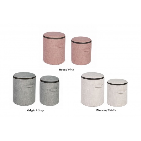 Set 2 Pouf contenitore rosa / grigio / bianco - Zipper