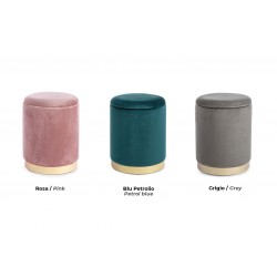 Set 2 Pouf contenitore in velluto petrolio / rosa / grigio -