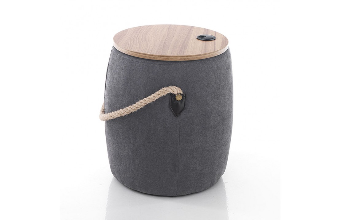 Container Pouf in fabric and wood - Cask