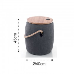 Container Pouf in fabric and wood - Cask