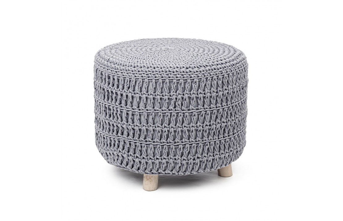 Pouf in fabric and wood - Rolf