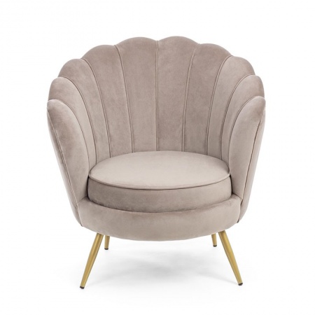 Armchair in velvet and gold steel feet - Shell