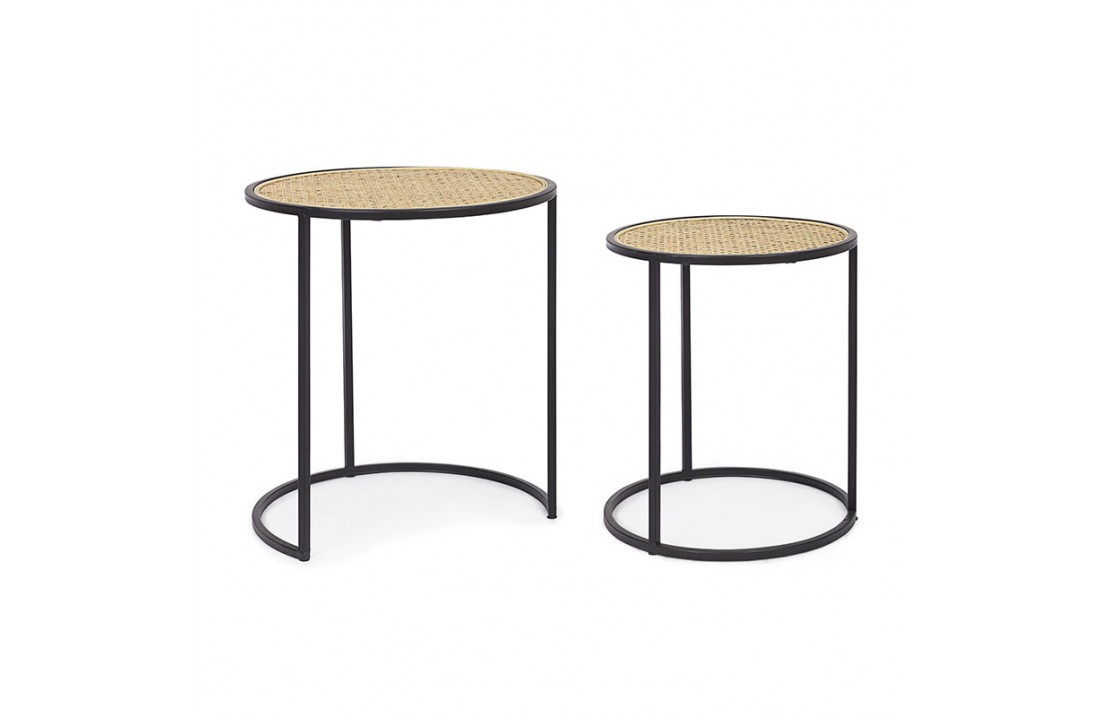 Set 2 Coffee tables in rattan and steel - Tafari