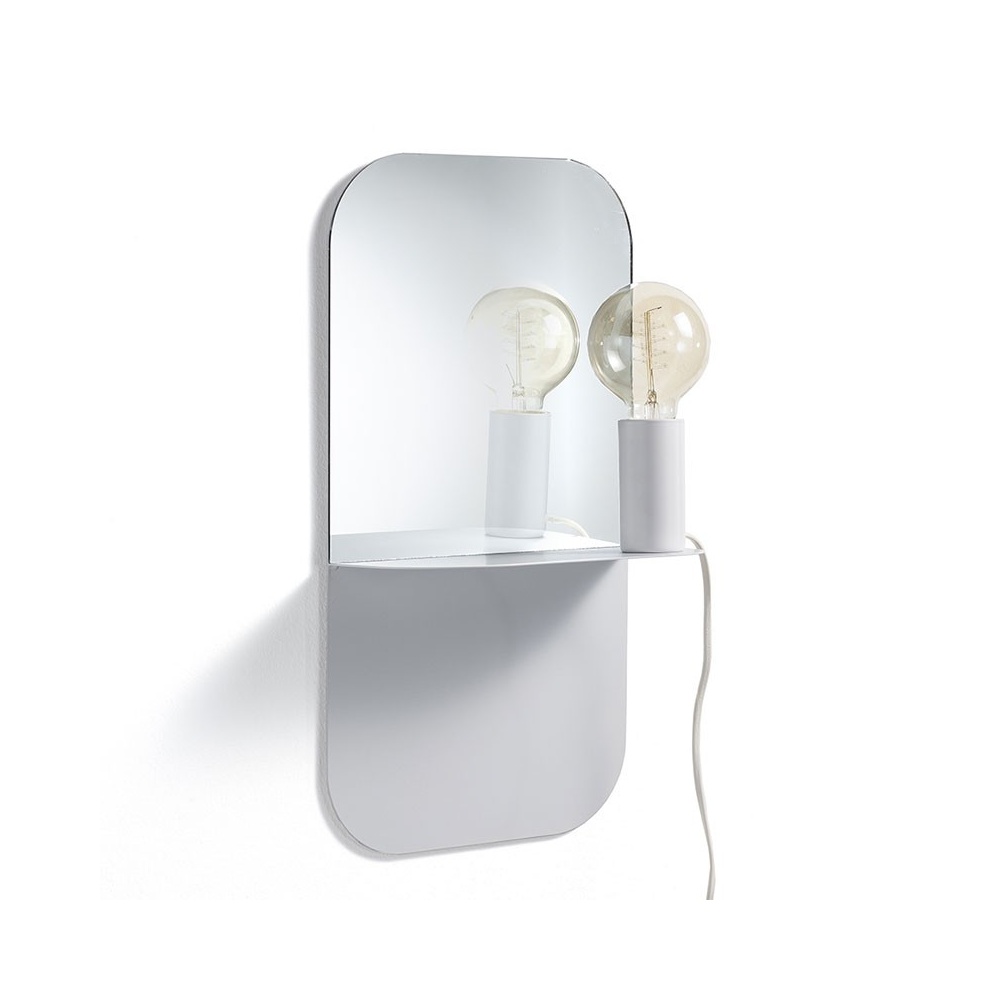 Specchio con vassoio portaoggetti - White