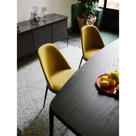 Upholstered chair with wooden back - Lea