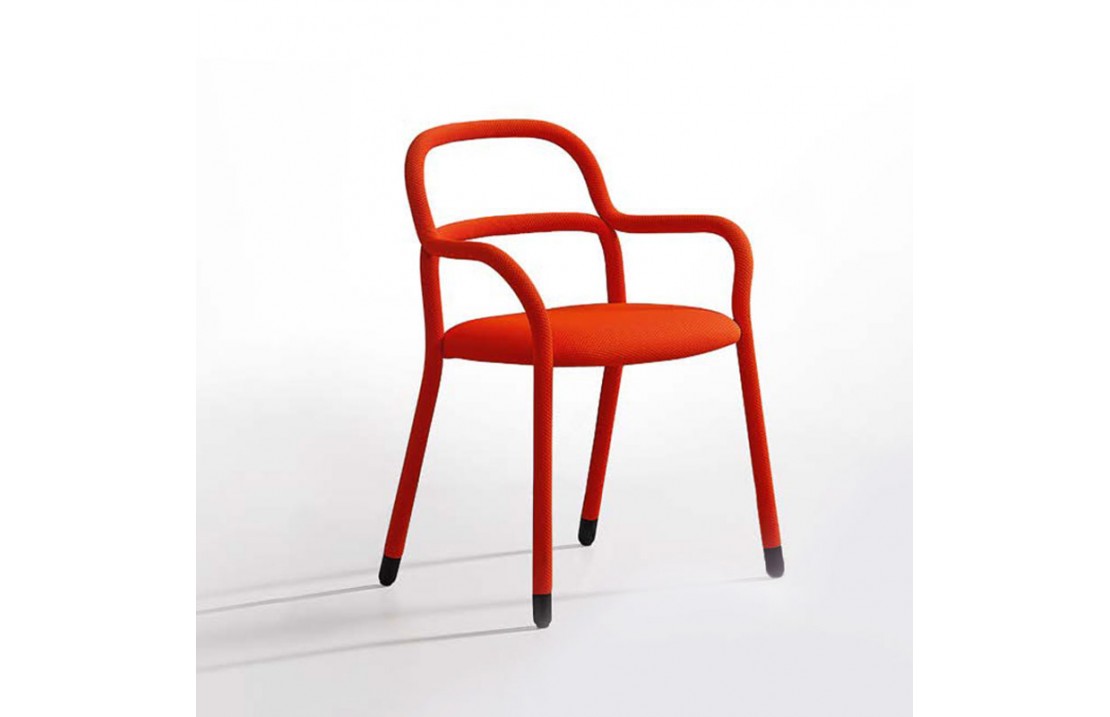 Chair with armrests in fabric and imitation leather - Pippi