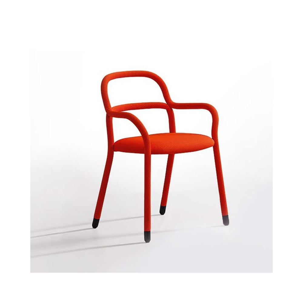 Chair with armrests in fabric and imitation leather - Pippi
