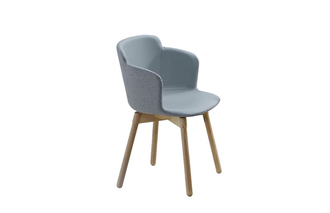 copy of Upholstered chair with armrests and wooden legs - Sonny