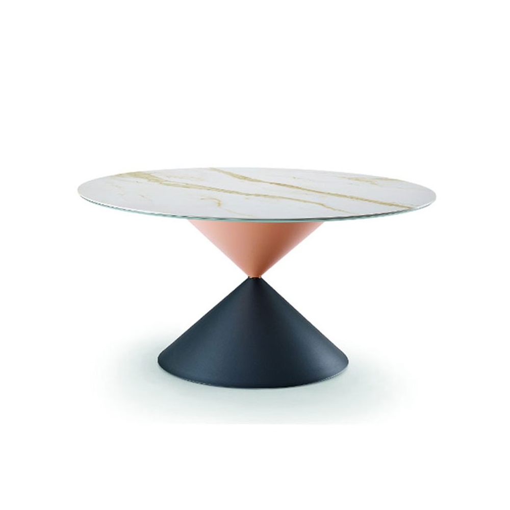 Round table with wooden/ceramic top - Hourglass