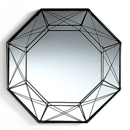 Specchio ottagonale in metallo nero - Gem