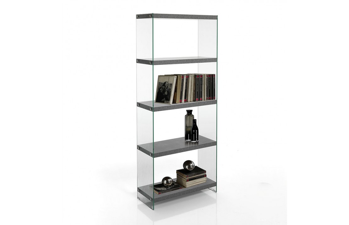 5 Shelves Bookcase in MDF and glass - Later