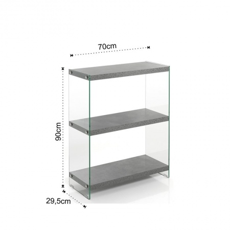 3 Shelves Bookcase in MDF and glass - Later