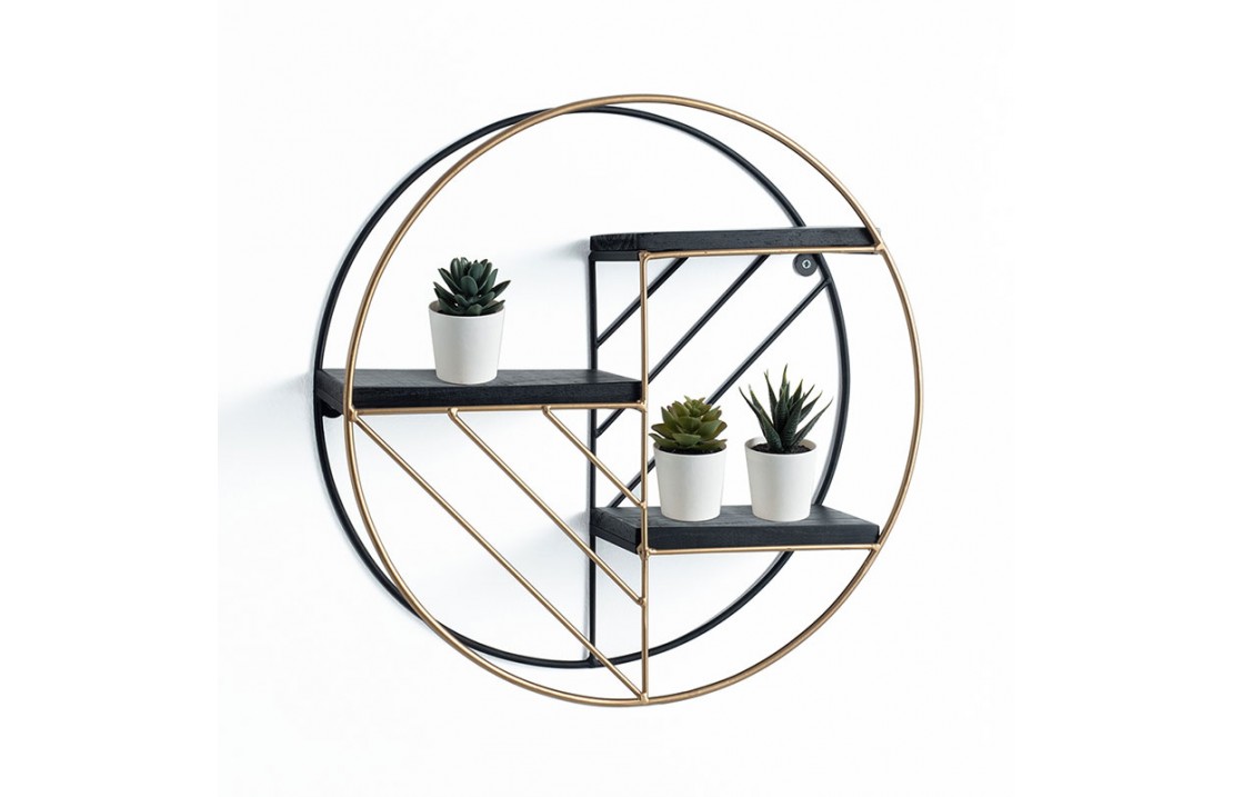 Round Wall Shelves black and gold - Tao