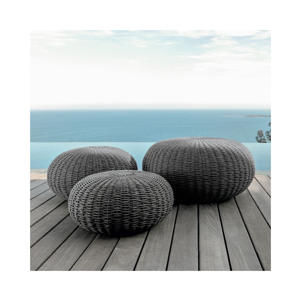 Outdoor pouf in hand-woven rope - Jackie