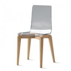 Design chair in wood and polycarbonate -Berlino