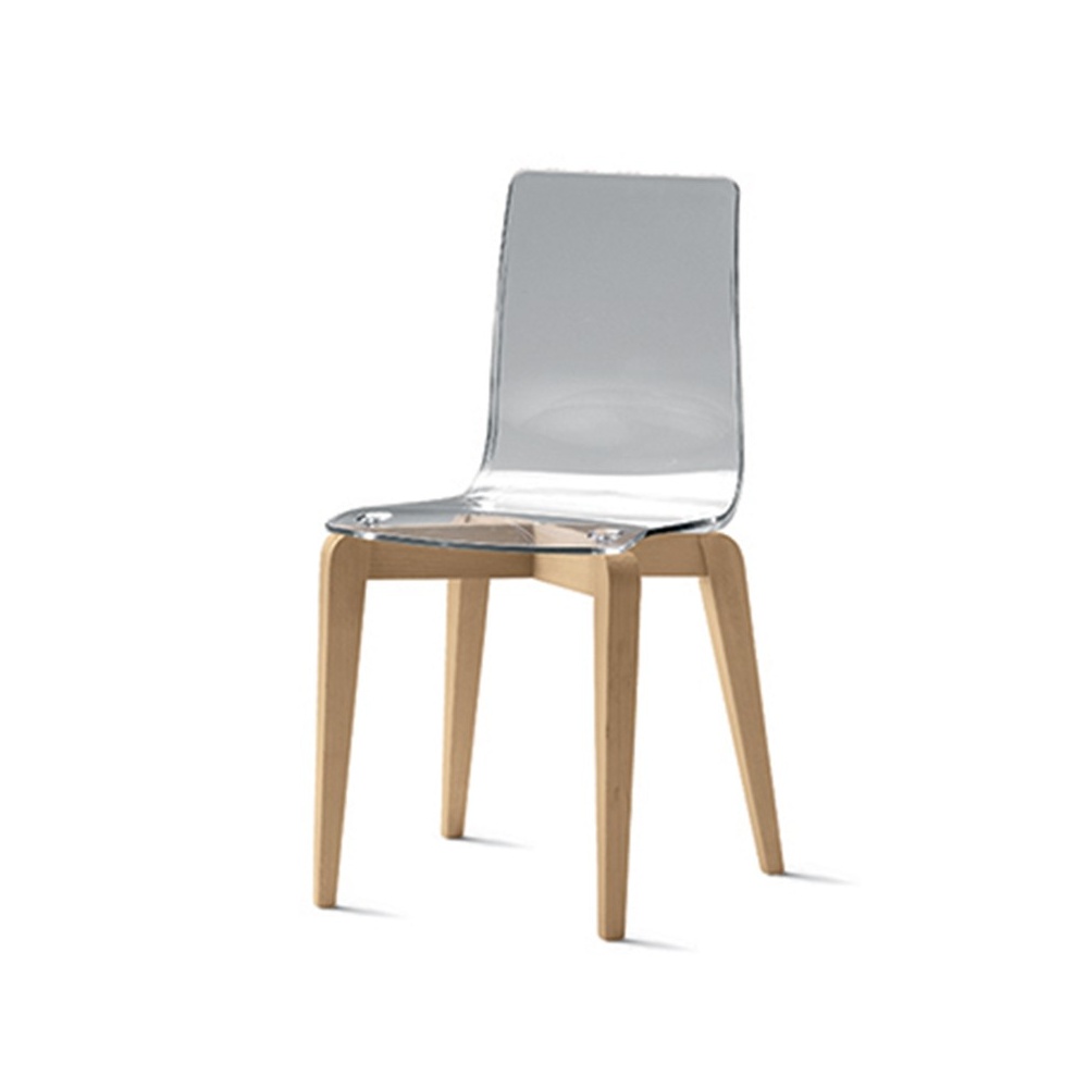 Design chair in wood and polycarbonate -Berlino