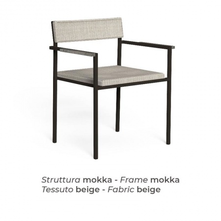 Stackable outdoor armchair in steel and fabric - Casilda