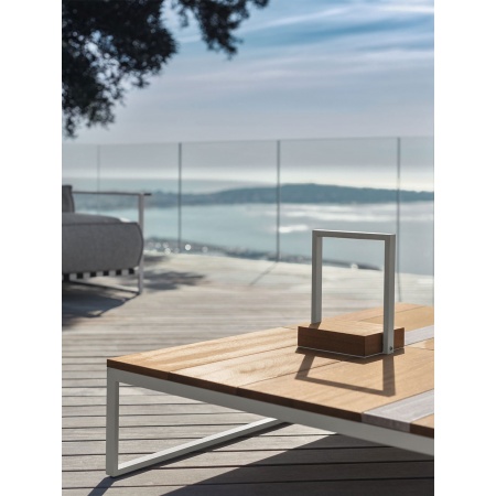 Tavolino da esterno in legno e travertino - Casilda