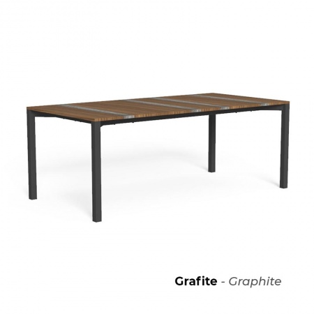 Outdoor dining table in wood and travertine - Casilda