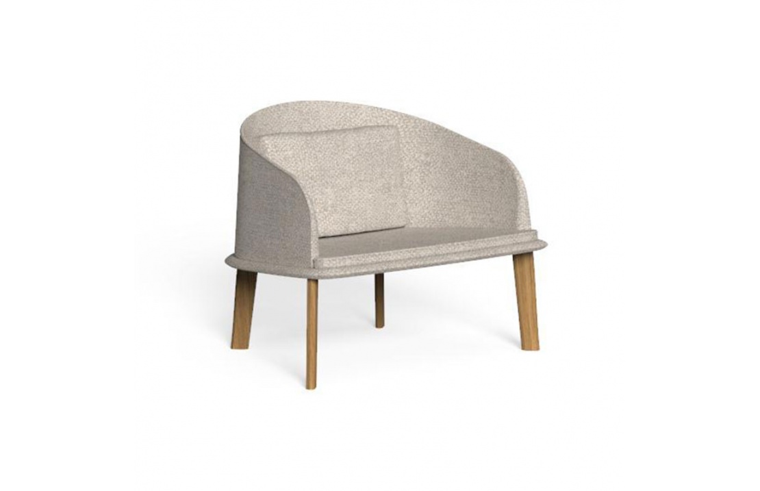 Outdoor lounge armchair in wood and fabric - Cleo Teak