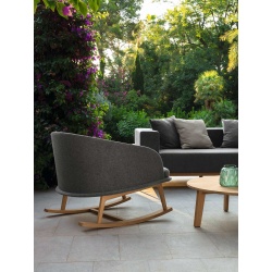 Outdoor rocking chair in wood and fabric - Cleo Teak