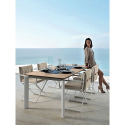 Extendable dining table with teak top - Domino