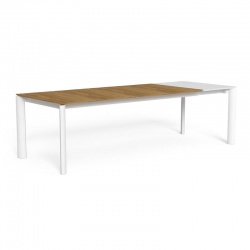 Extendable dining table with teak top - Domino