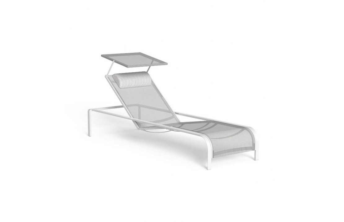 Stackable and reclining sun lounger in aluminium and textilene