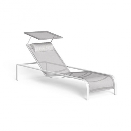 Stackable and reclining sun lounger in aluminium and textilene