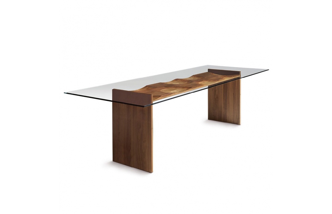 Tavolo in Legno e Vetro di Design - Ripples
