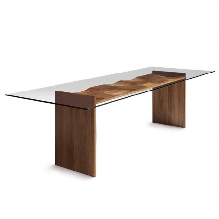 Tavolo in Legno e Vetro di Design - Ripples