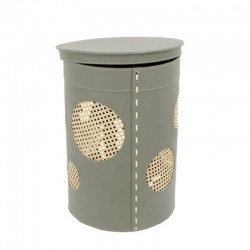 Brown Leather Laundry Basket with Lid - Pavio