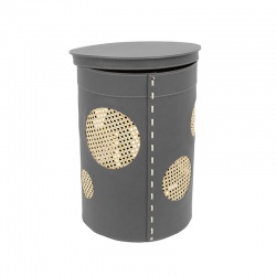 Brown Leather Laundry Basket with Lid - Pavio