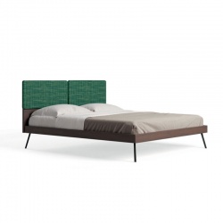 Wooden Double Bed with Upholstered Headboard - Cecilia
