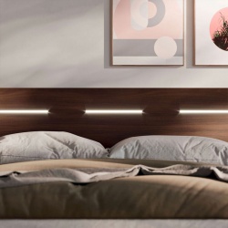 Wooden Double Bed with LED Light - Curve