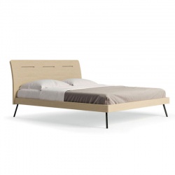 Wooden Double Bed with LED Light - Curve